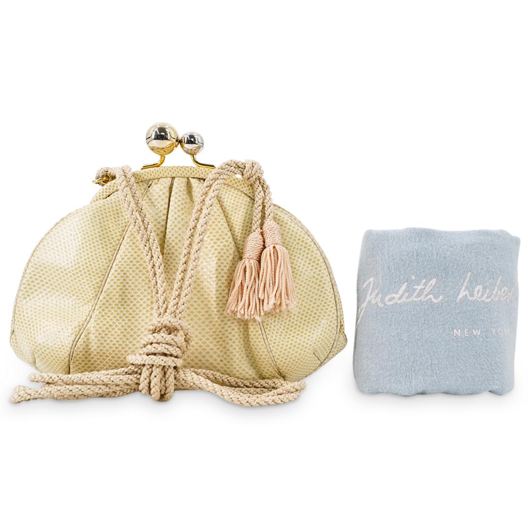 Judith Leiber White Snake Leather Purse W/ Mirror And Comb (1 of 6)