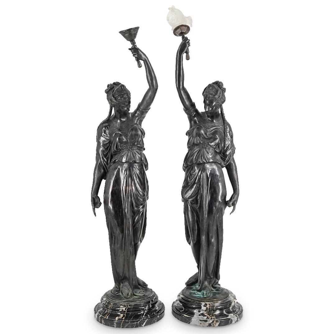 Pair After Claude Michel Clodion Bronze Neoclassical Figures (1 of 17)