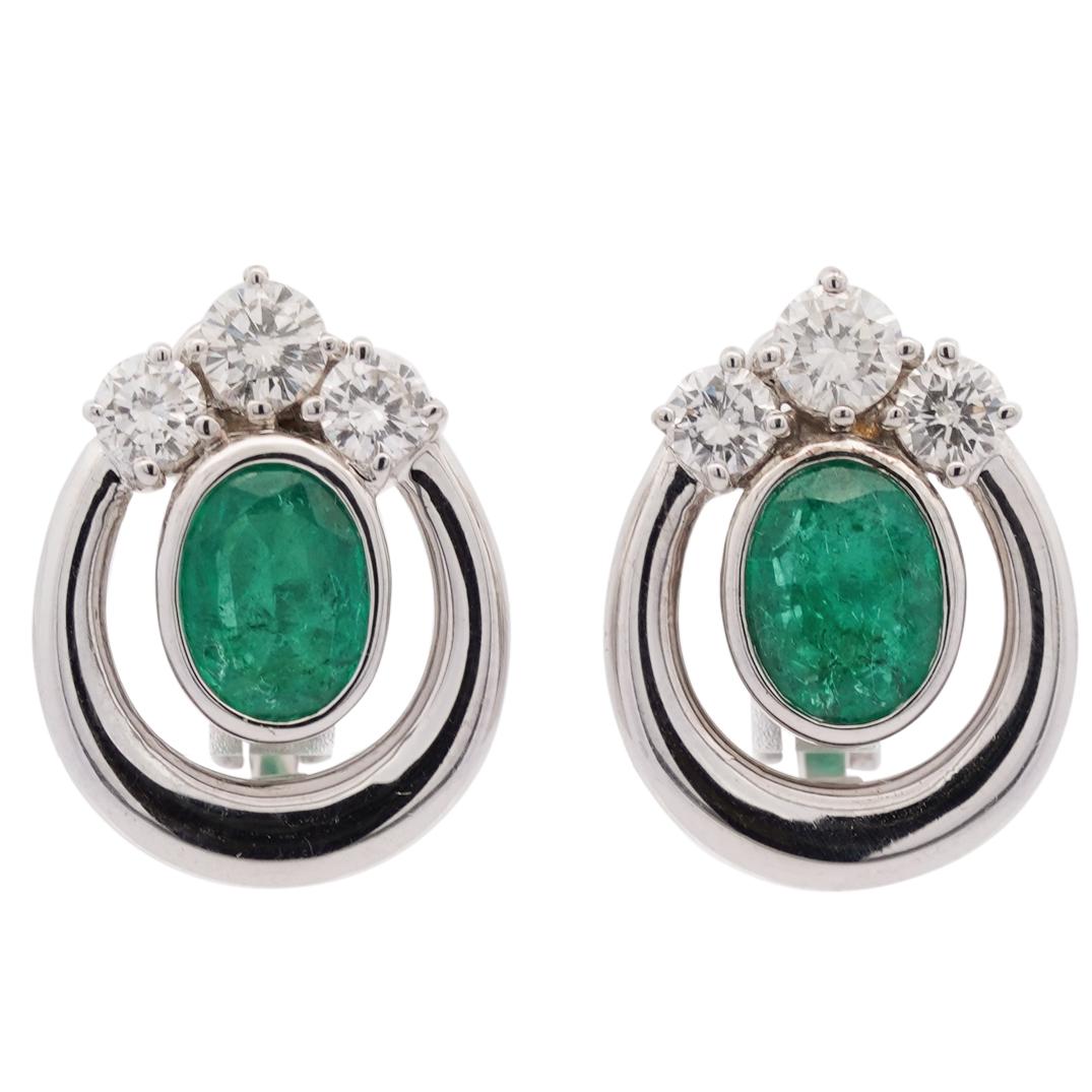 Pair of 18k Gold, Emerald and Diamond Earrings (1 of 4)