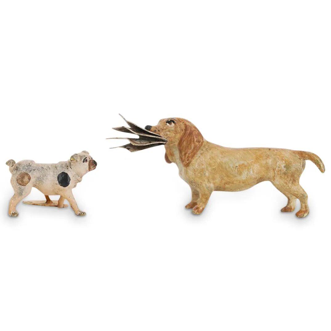 (2Pc) Franz Bergman Vienna Bronze Dog Figurines (1 of 3)