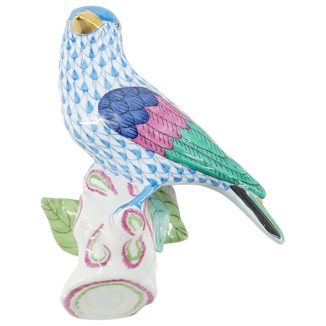 Herend Porcelain Blue Fishnet Bird On Branch Figurine (1 of 5)