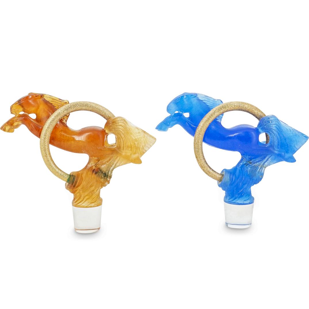 (2Pc) Daum Crystal Horse Bottle Stoppers (1 of 9)