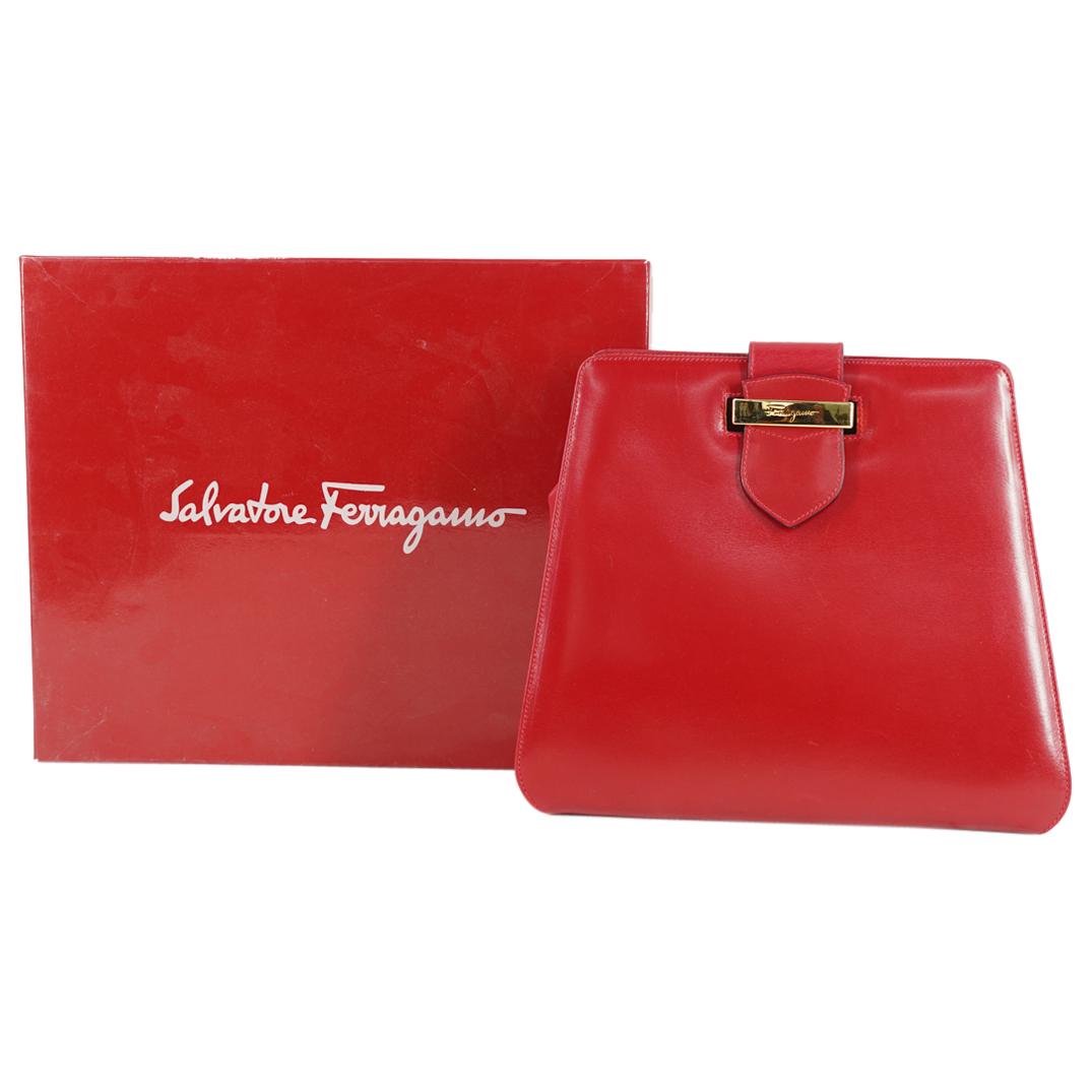 Salvatore Ferragamo Red Leather Vitello Bag (1 of 6)