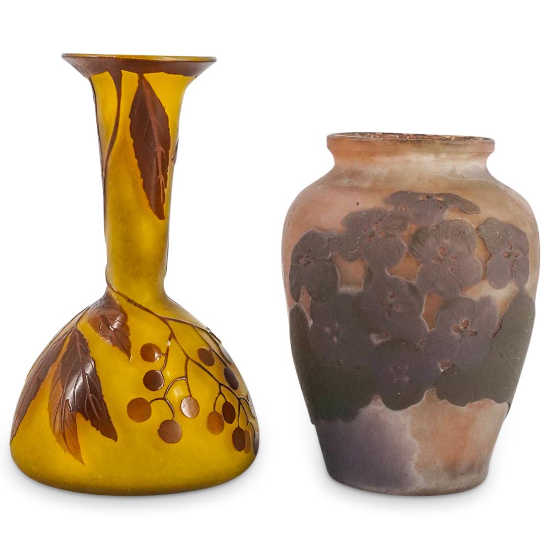 (2Pc) Emile Galle Miniature Glass Vases (1 of 9)