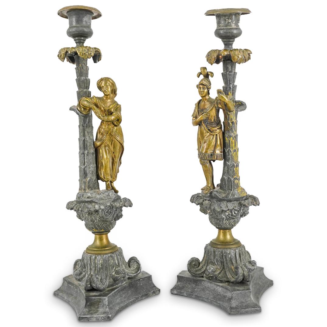 Pair Of French Orientalist Mixed Metal Candlesticks (1 of 19)