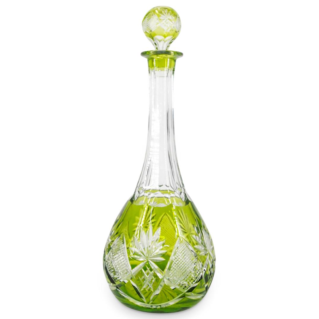 Val Saint Lambert Green Crystal Cut Decanter (1 of 5)