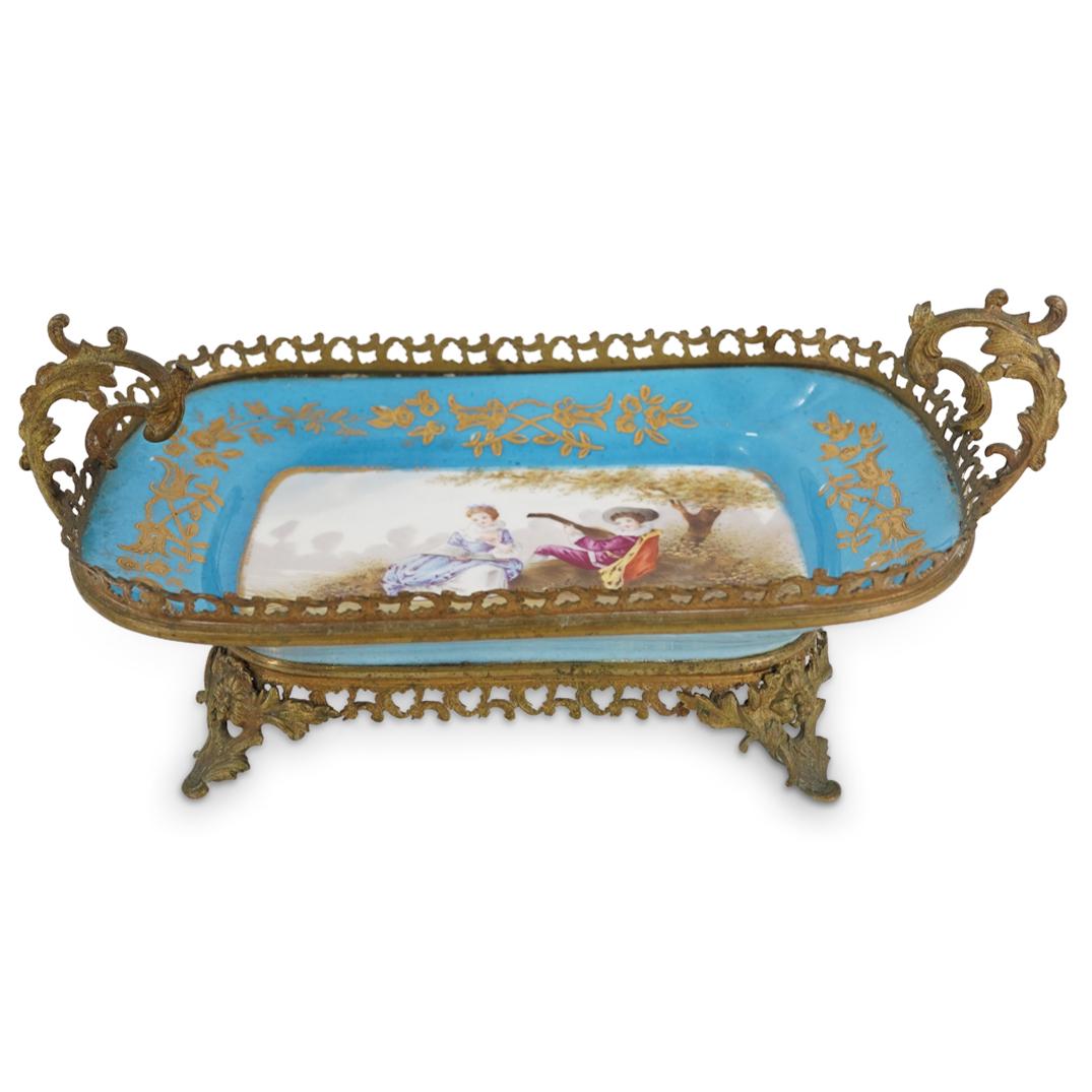 Sevres Style Porcelain and Brass Center Dish (1 of 6)