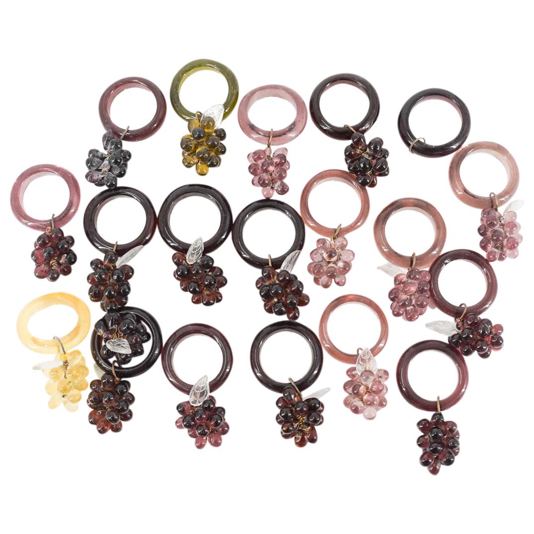 (16Pc) Venetian Murano Glass Grape Cluster Napkin Ring Set (1 of 3)