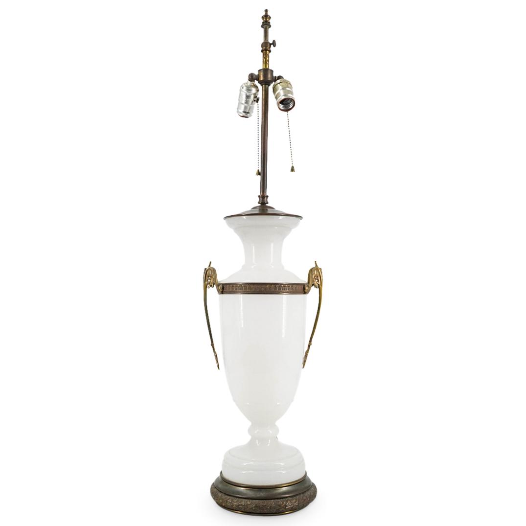 French Empire Opaline Glass And Bronze Table Lamp (1 of 7)
