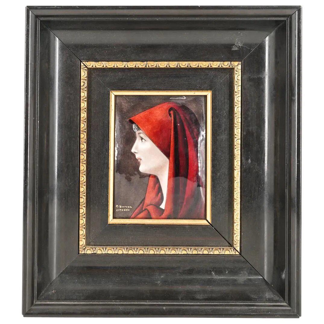 Limoges "Saint Fabiola" Enamel Painting on Porcelain Plaque (1 of 3)