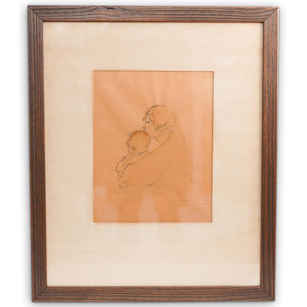 Signed Max Weber Watercolor & Ink Drawing (1 of 5)