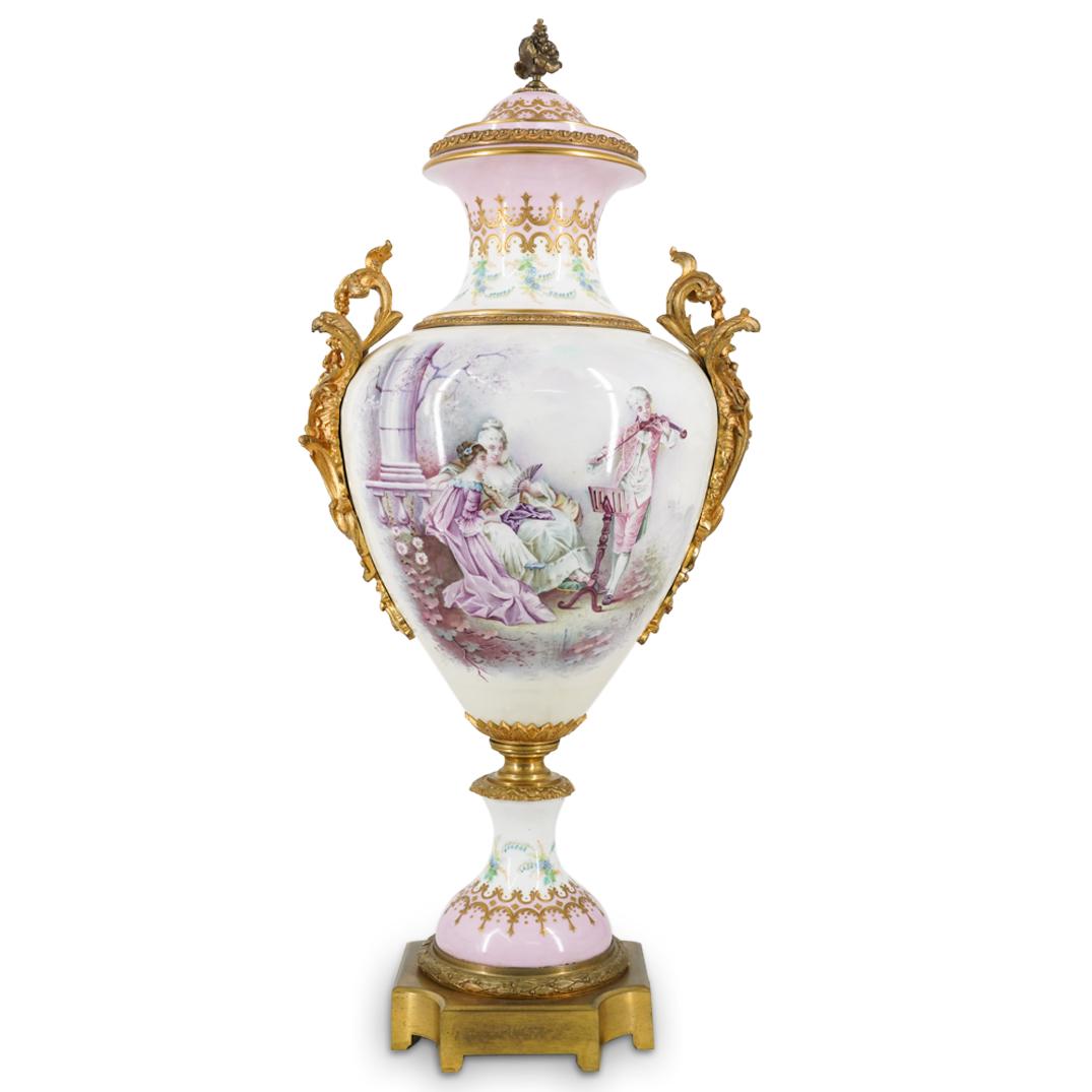 Antique Sevres Hand Painted Porcelain & Bronze Covered Urn (1 of 9)