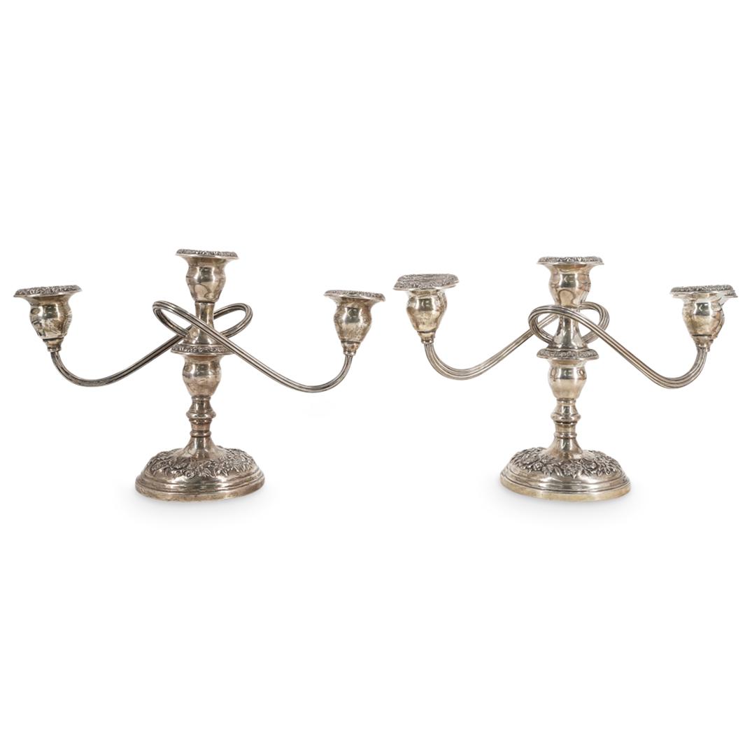(2 Pc) S. Kirk & Son Empire-Style Sterling Silver Candelabras (1 of 6)