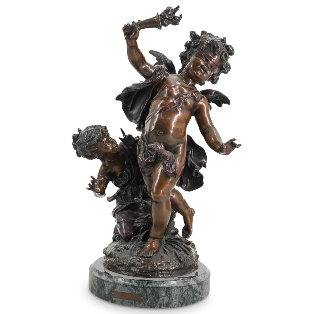 After Auguste Moreau "Cupid W/ Psyche" Bronze Sculpture (1 of 10)