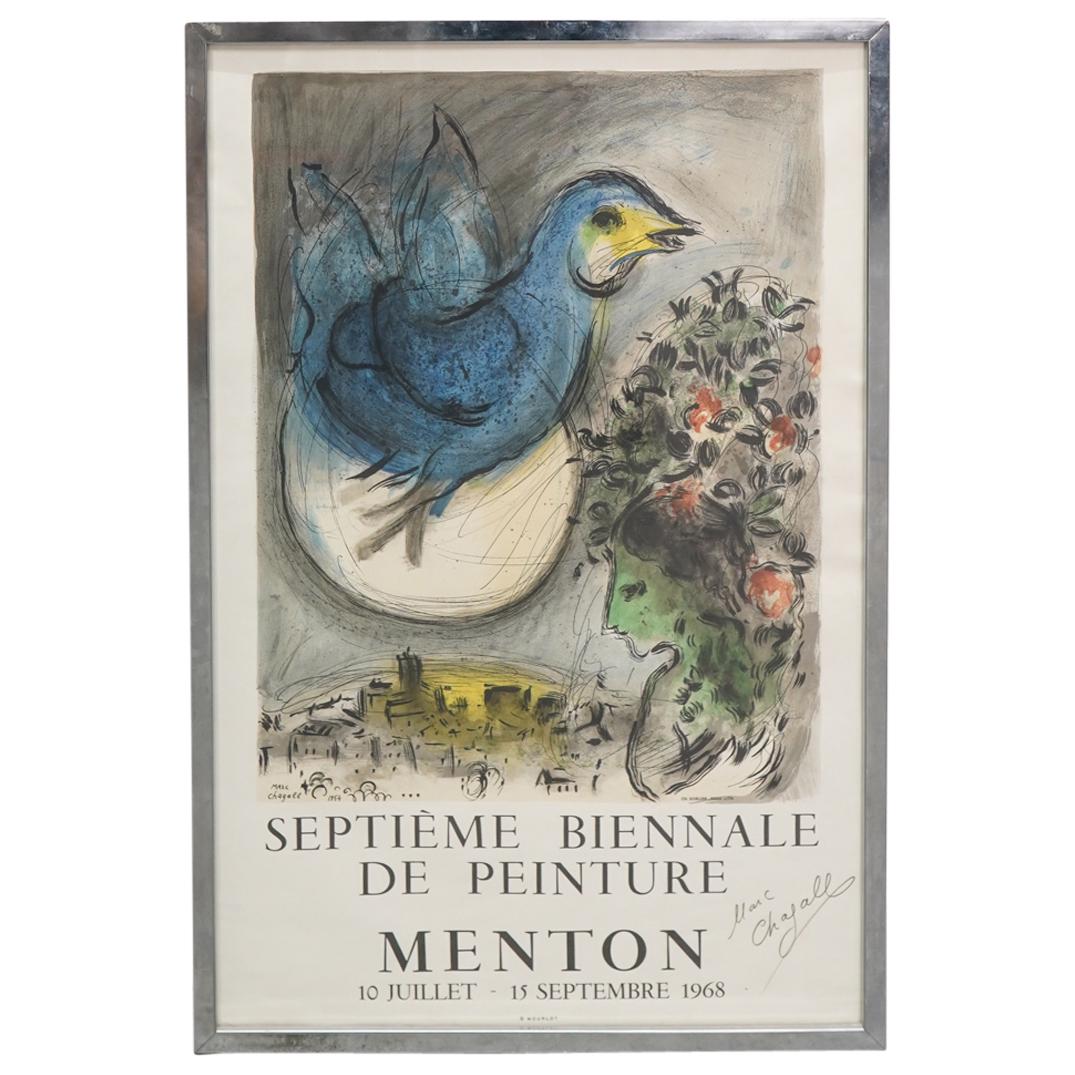 Marc Chagall (1887-1985) Signed Menton Exhibition Lithograph Poster (1 of 7)