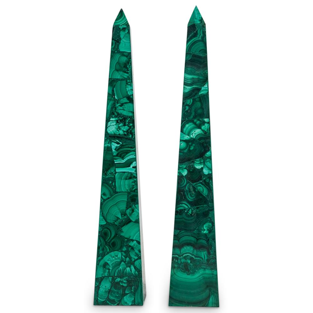 Pair Mid Cent Malachite Obelisks (1 of 5)