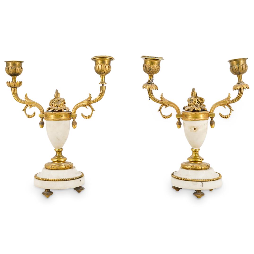Antique French Marble & Gilt Bronze Small Candelabras (1 of 6)