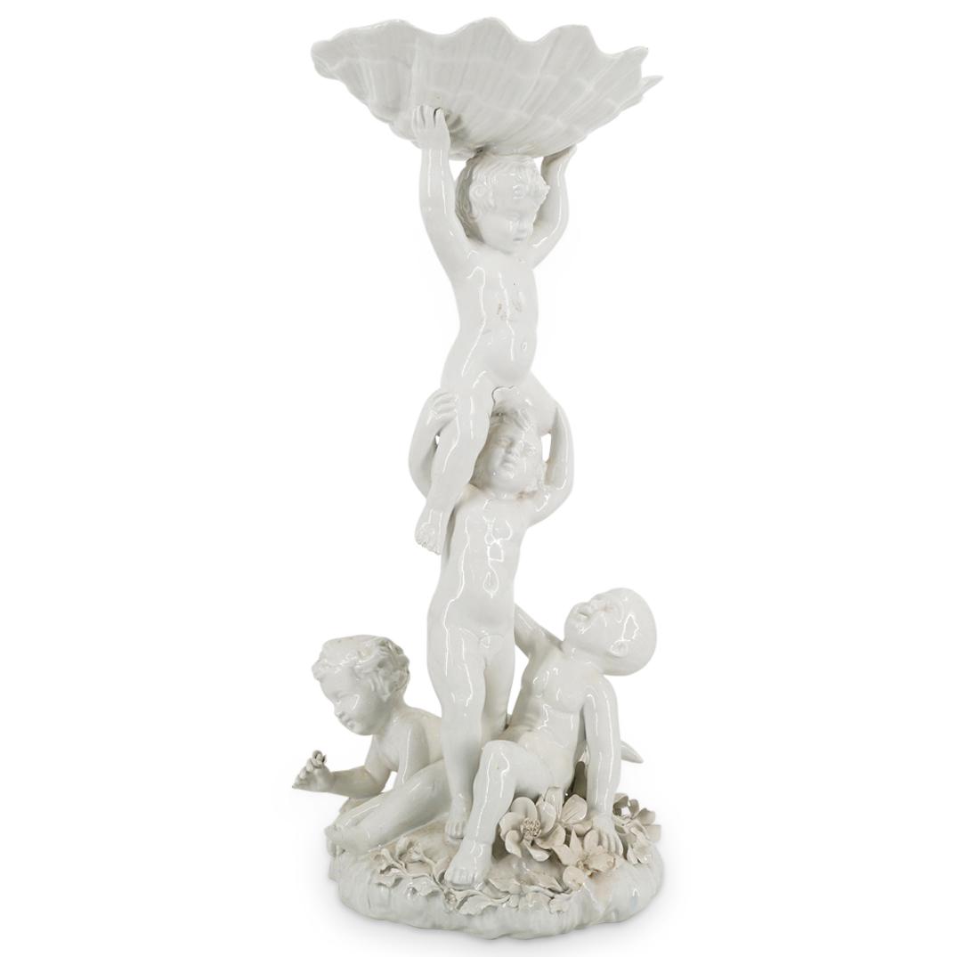 Italian Glazed Porcelain Putti Figural Tazza Centerpiece (1 of 10)