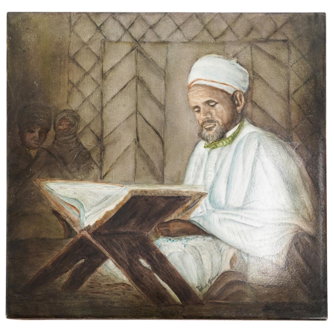 Large Hand Painted Porcelain Plaque (1 of 6)