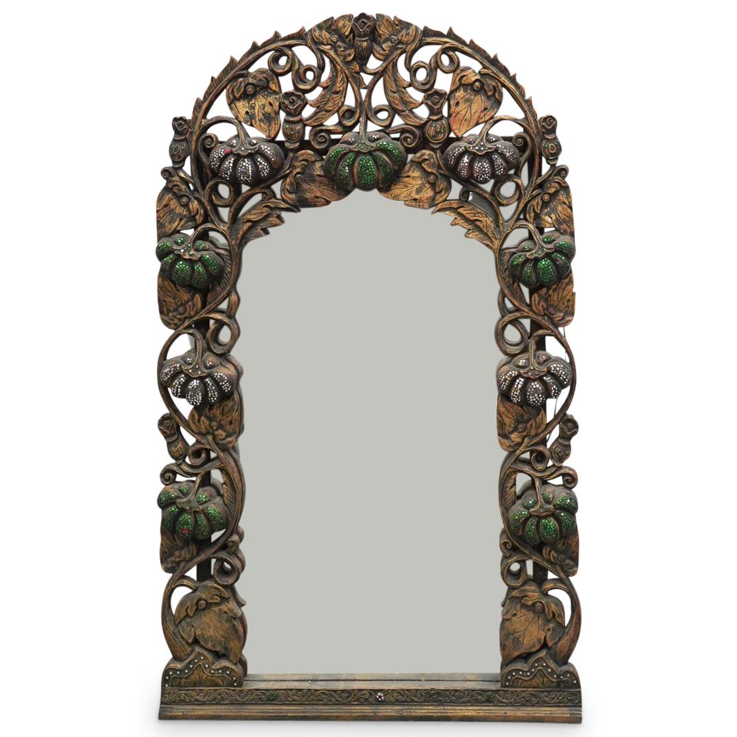 Vintage Carved Wooden Open Work Mirror (1 of 4)