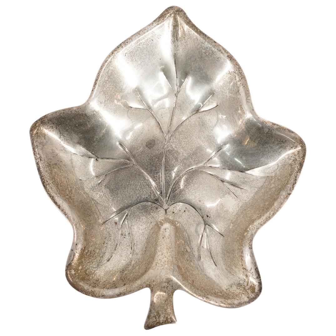 Antique Sterling Silver Leaf Plate (1 of 3)