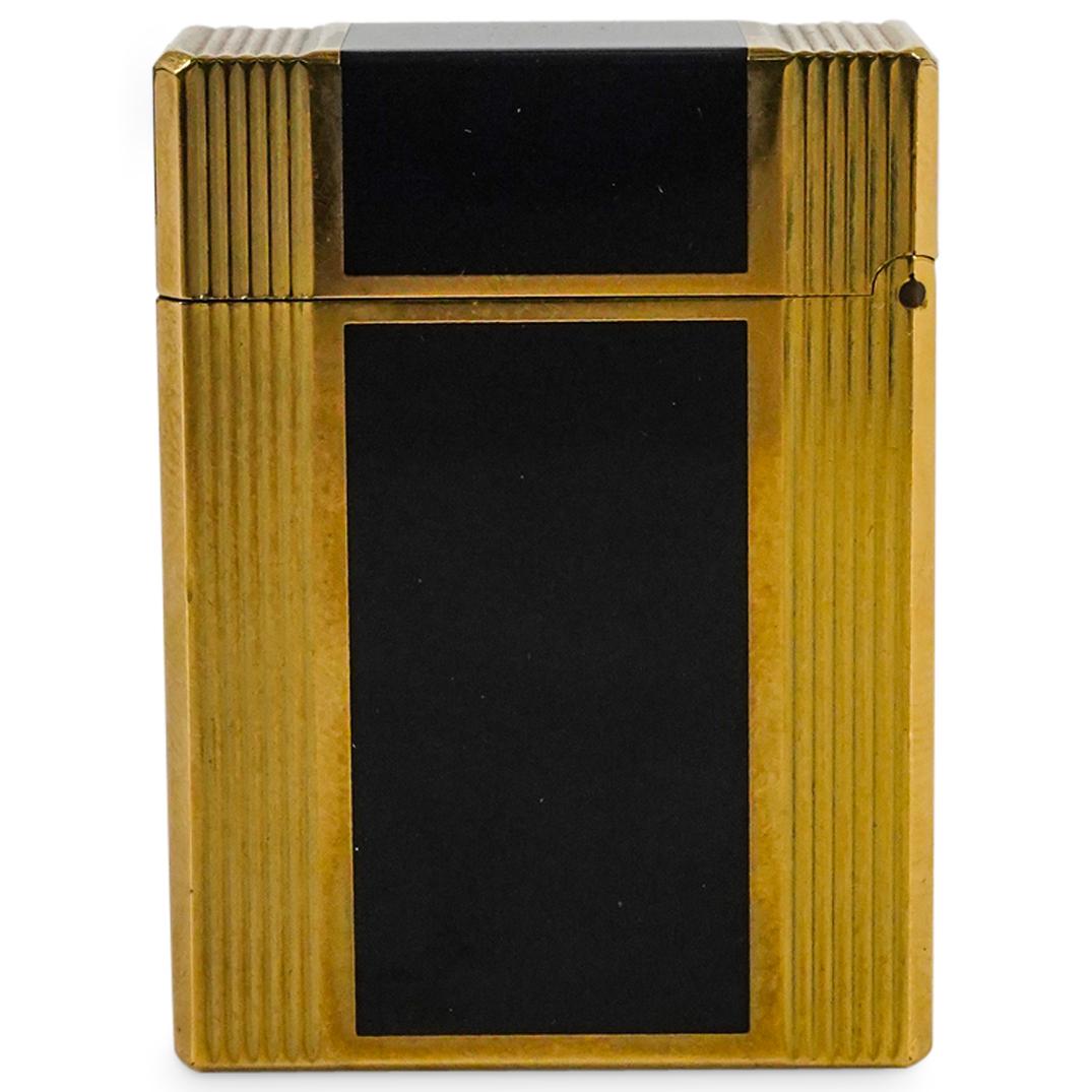 St. Dupont Paris Gold Plated Black Enamel Pocket Lighter W/ Case (1 of 6)