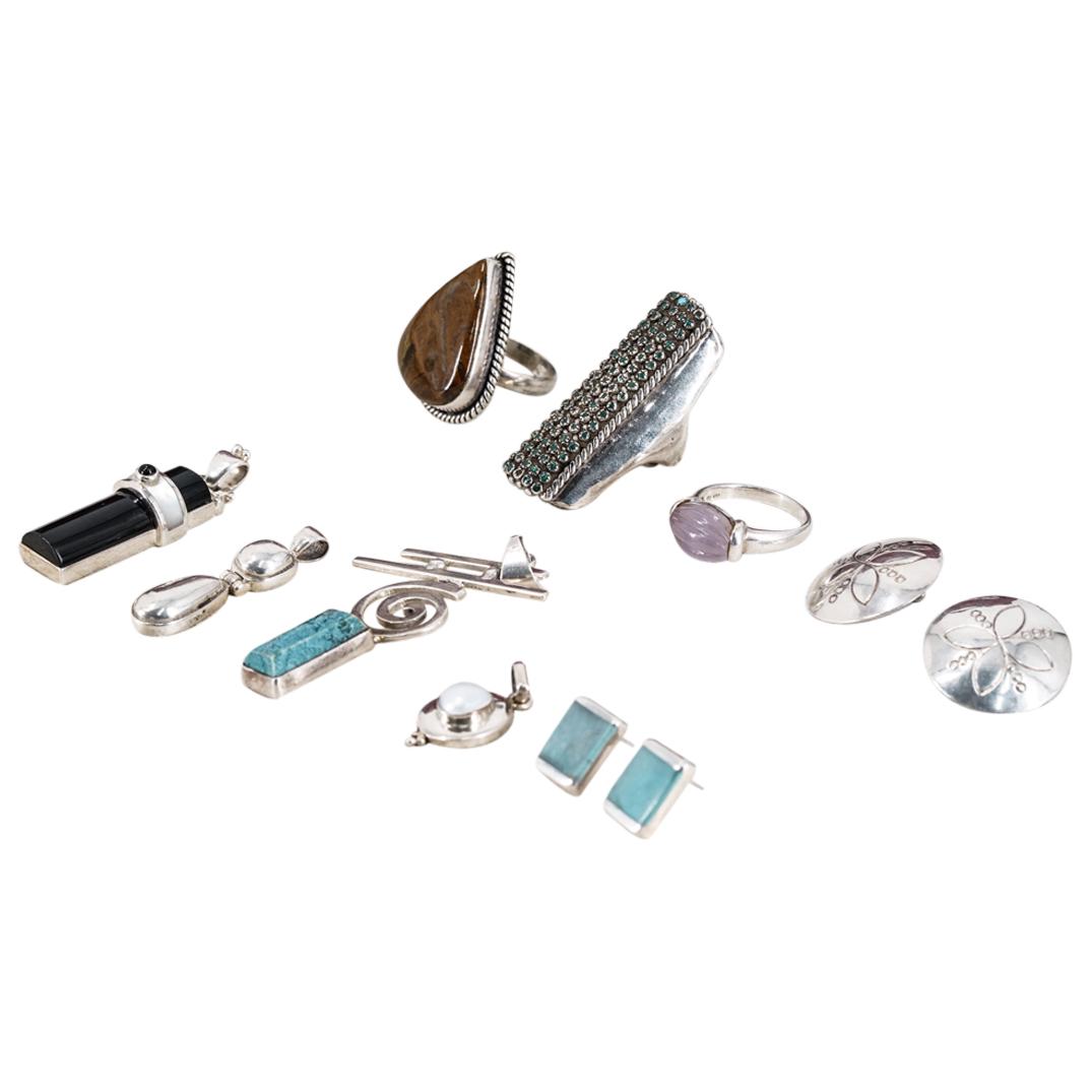 (8 Pc) Sterling Silver and Semi Precious Stone jewelry (1 of 11)
