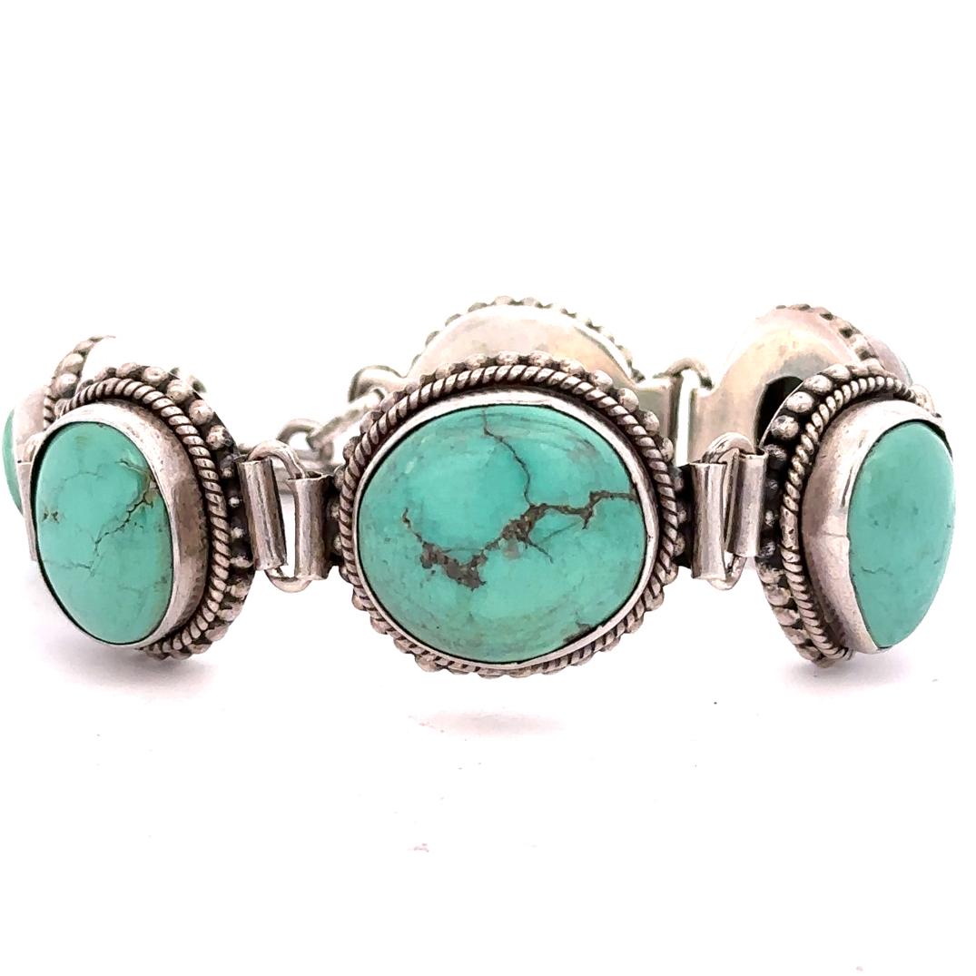 Sterling Silver & Turquoise Navajo Bracelet (1 of 4)