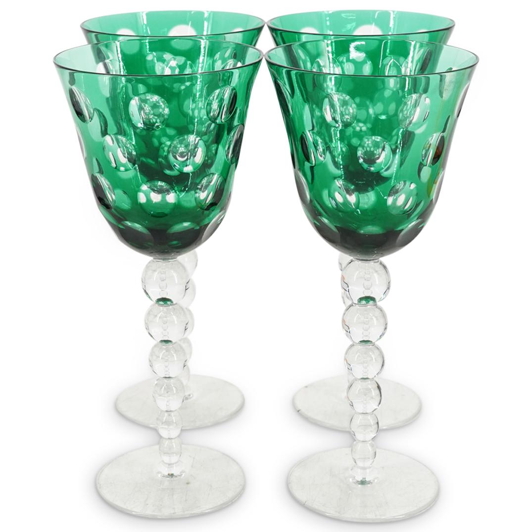 (4 Pc) Bohemian Cut Crystal Glasses (1 of 7)