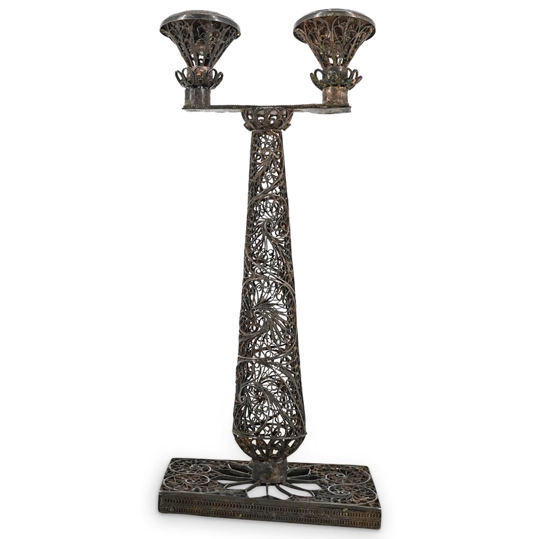 Antique Judaica Silver Filigree Candle Holder (1 of 6)