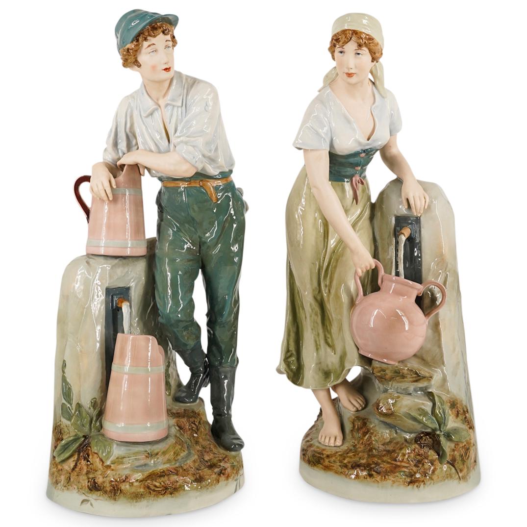 (2 Pc) Royal Dux Bohemia Porcelain Large Sculptures (1 of 20)