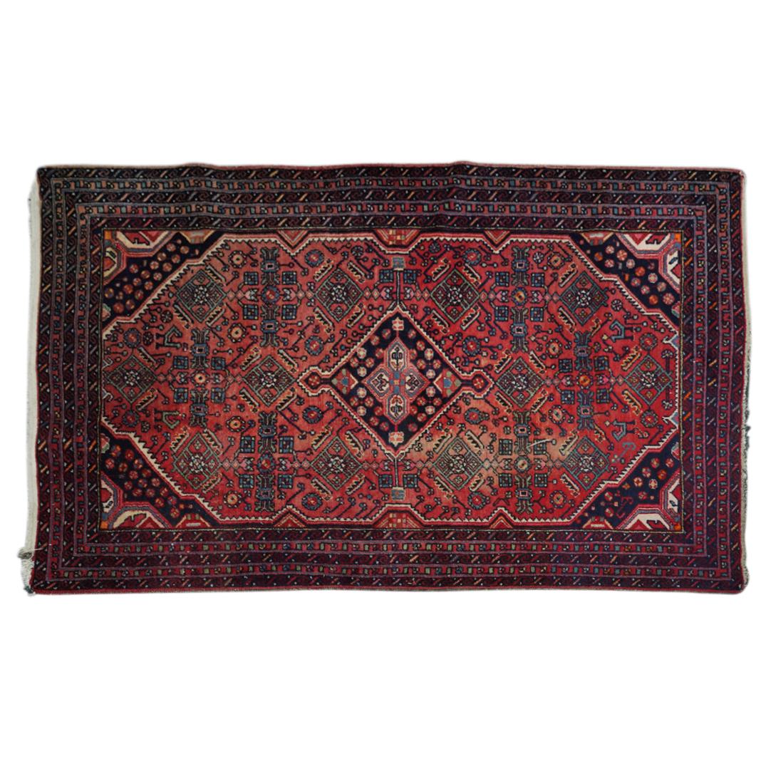Persian Turkish Yagcibedir Style Hand Woven Wool Rug: DESCRIPTION: Persian, Turkish style with Yagcibedir pattern. Tag: "made in Iran" CIRCA: Early 20th Century ORIGIN: Iran DIMENSIONS: H: 87" x L: 58" - CONDITION: Pre-owned, missing fridge. See lot desc