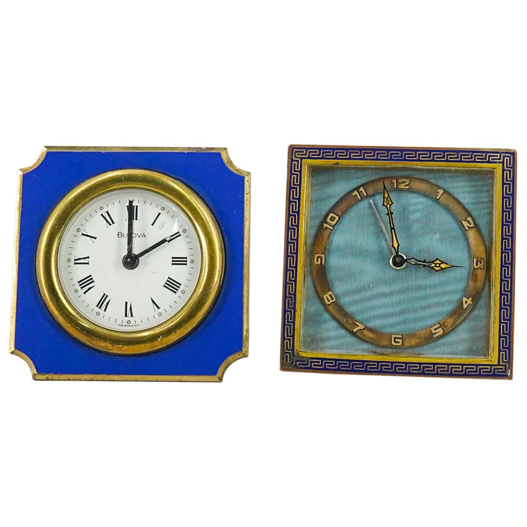 (2 Pc) Vintage Brass Travel Alarm Clocks (1 of 9)