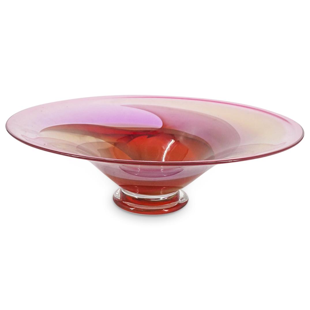 Signed Swedish Iridescent Art Glass Centerpiece Bowl (1 of 6)