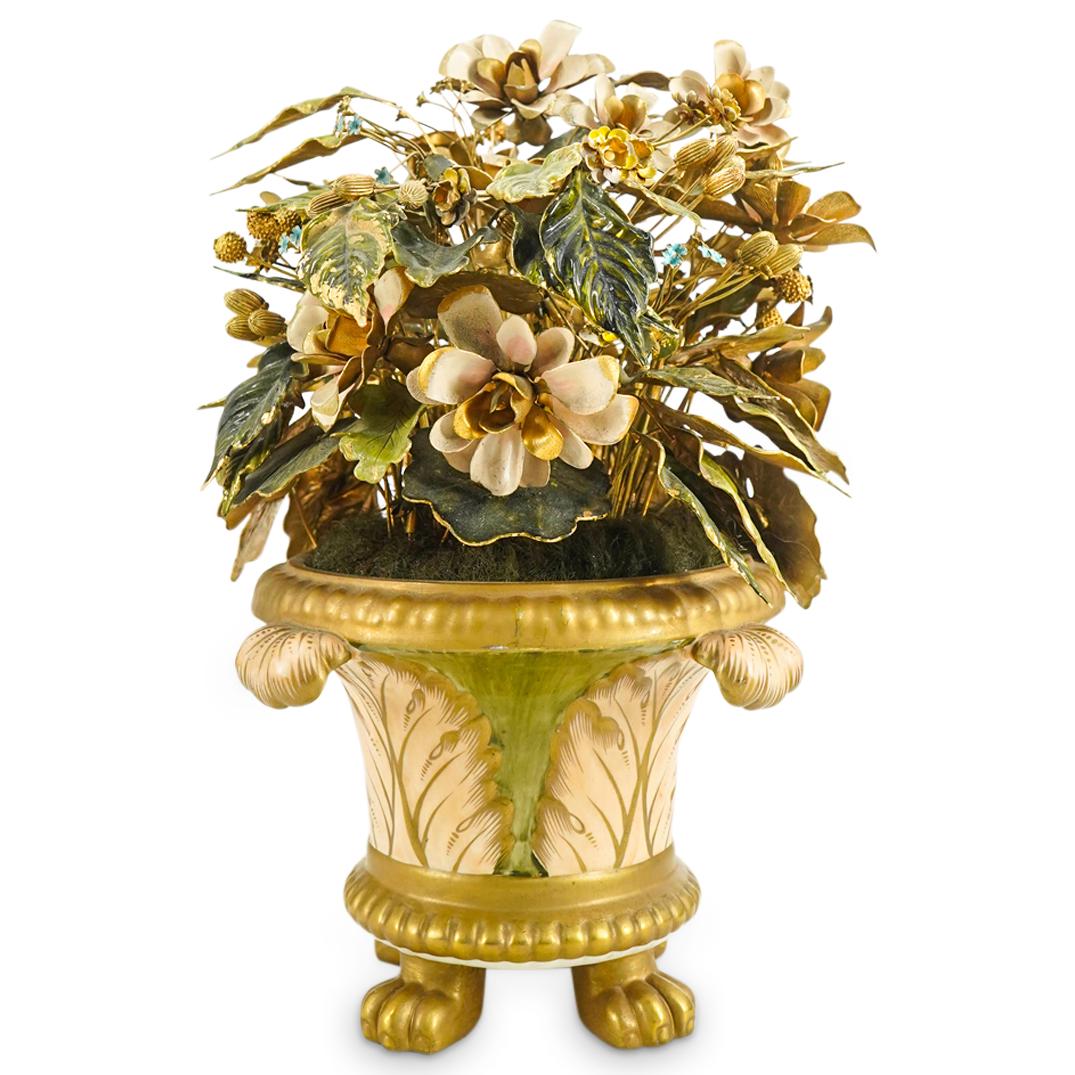 Italian Porcelain & Brass Floral Bouquet Centerpiece (1 of 8)