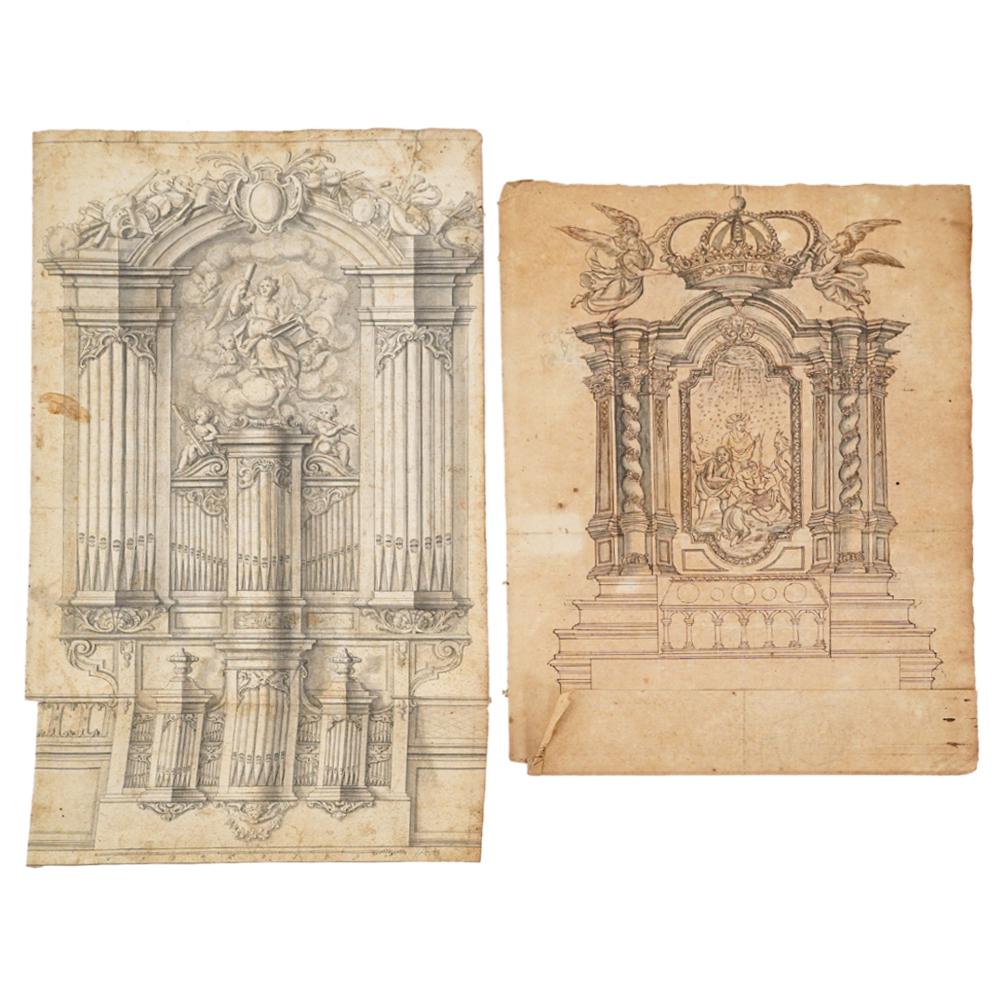 (2 Pc) Original 18th Century Architectural Drawings (1 of 9)