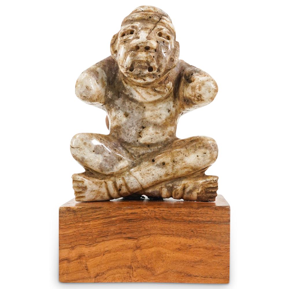 Hand Carved Stone Aztec Warrior Figural Sculpture (1 of 6)