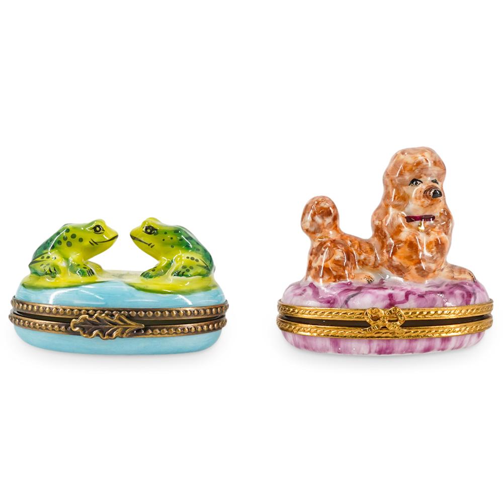 (2 Pc) Limoges Porcelain Animal Themed Trinket Boxes (1 of 8)