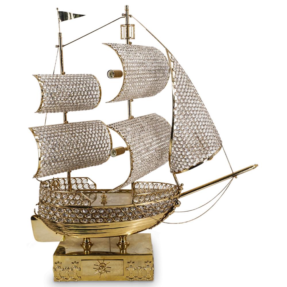 Large Gilt And Bejeweled Sailing Ship Lamp (1 of 12)