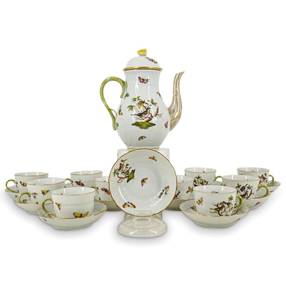 (22 Pc) Herend Porcelain "Rothschild Bird" Demitasse Coffee Set (1 of 6)