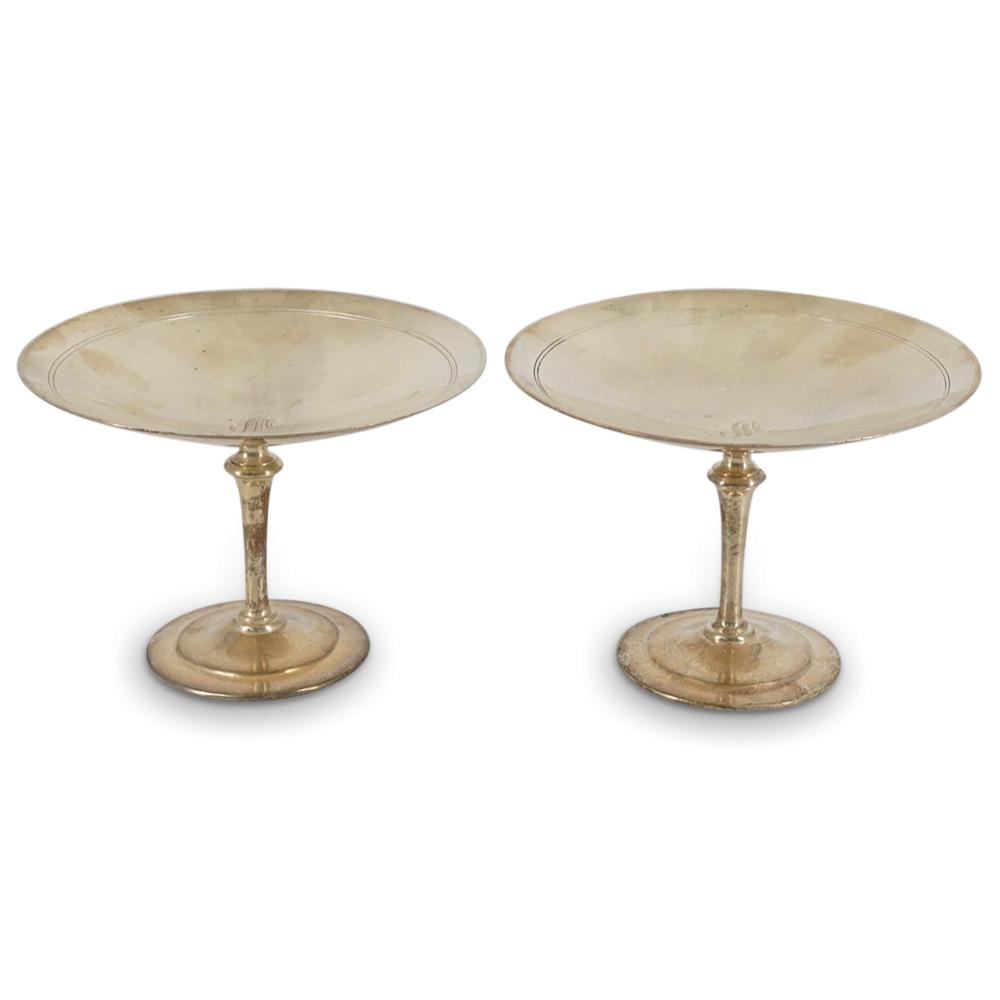 (2 Pc) Antique Tiffany & Co Sterling Silver Tazza Compote Dishes (1 of 5)
