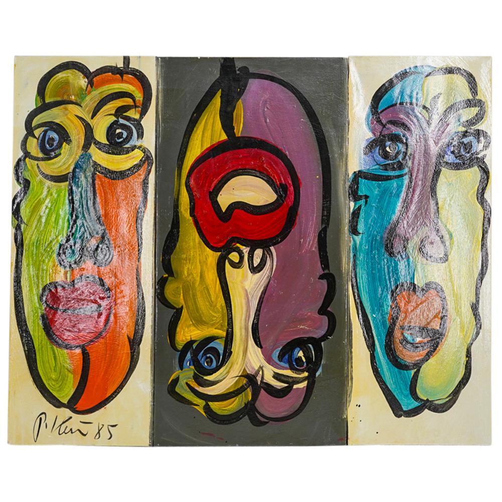 Peter Keil (B. 1942) Oil On Canvas Triptych (1 of 8)