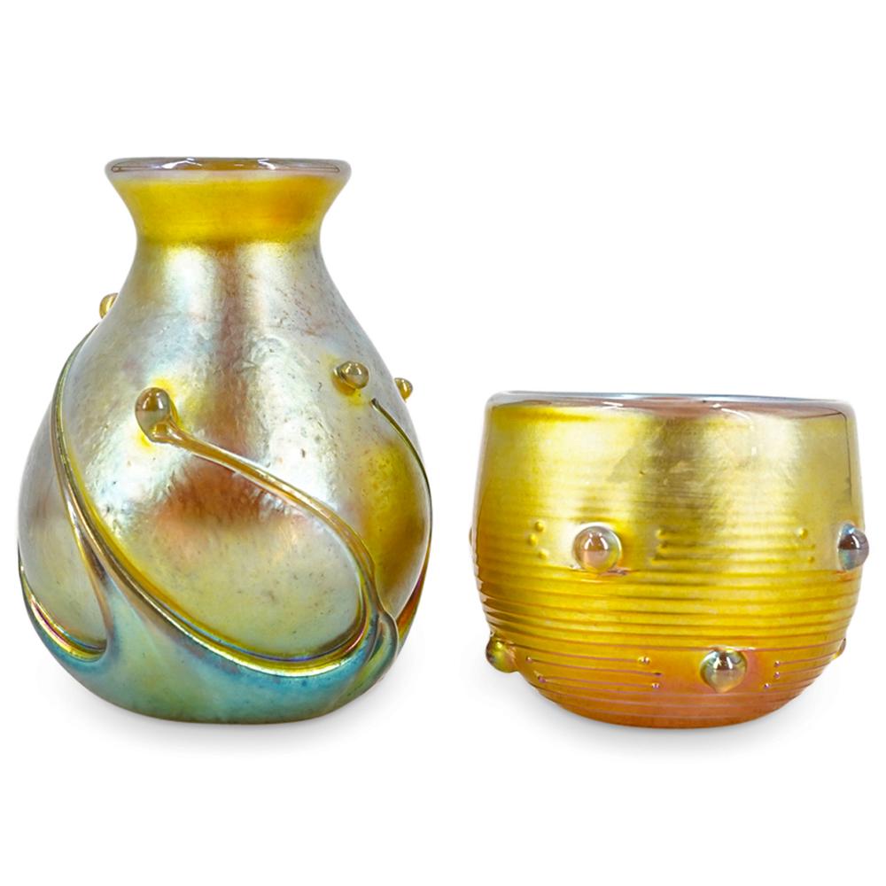 (2pc) Lundberg Studio iridescent Glass Vases (1 of 7)