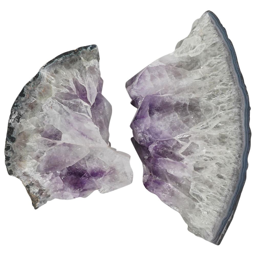 (2 Pc) Amethyst Natural Geode Partial Slices (1 of 6)