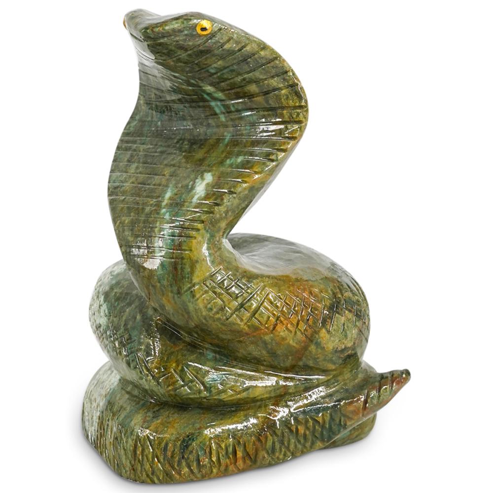 Hand Carved Cobra Snake Marble Stone Figurine Sculpture (1 of 4)