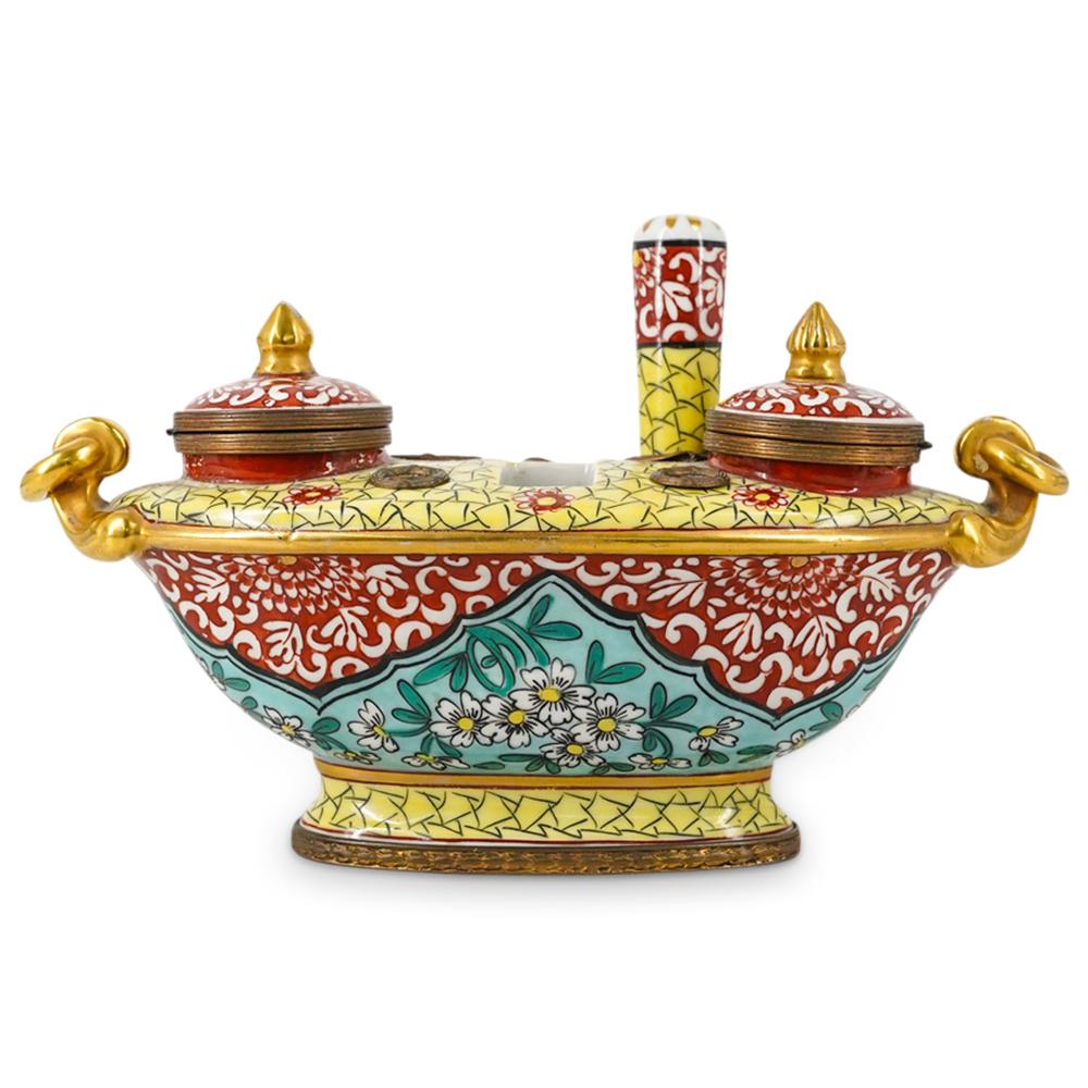 Antique Middle Eastern Porcelain Inkwell (1 of 8)