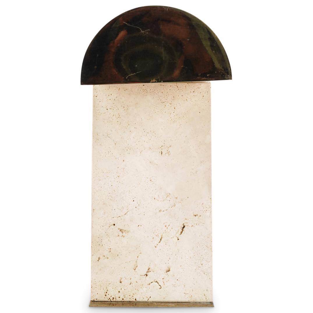 Mid Century Carved Stone & Polished Brass Desk Lamp (1 of 3)