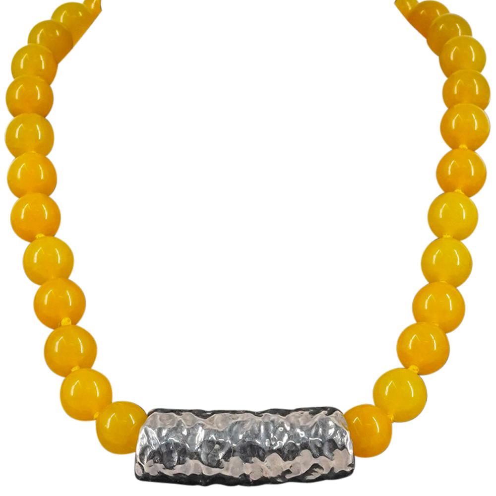 Yellow Jade Beaded Necklace -18" (1 of 4)