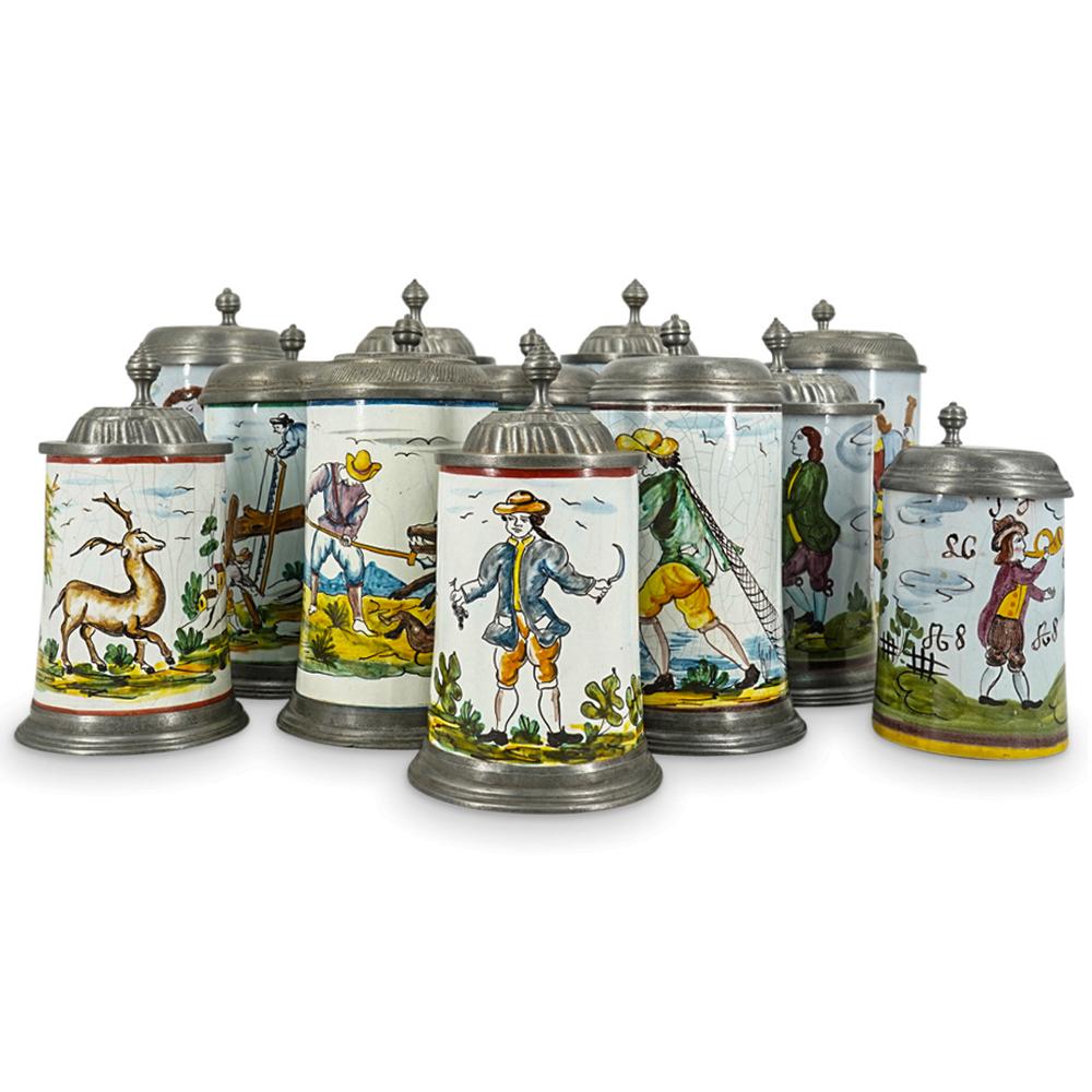 (12 Pc) Vienna Porcelain Beer Steins Collection (1 of 8)