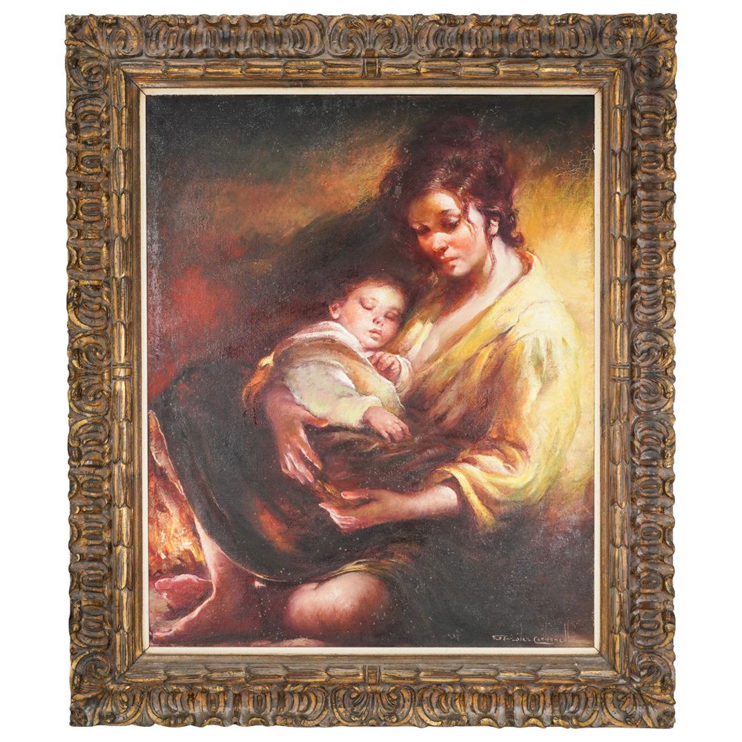 Rosando Gonzalez Carbonell (Spanish, 1910-1984) "Maternidad" Painting (1 of 2)